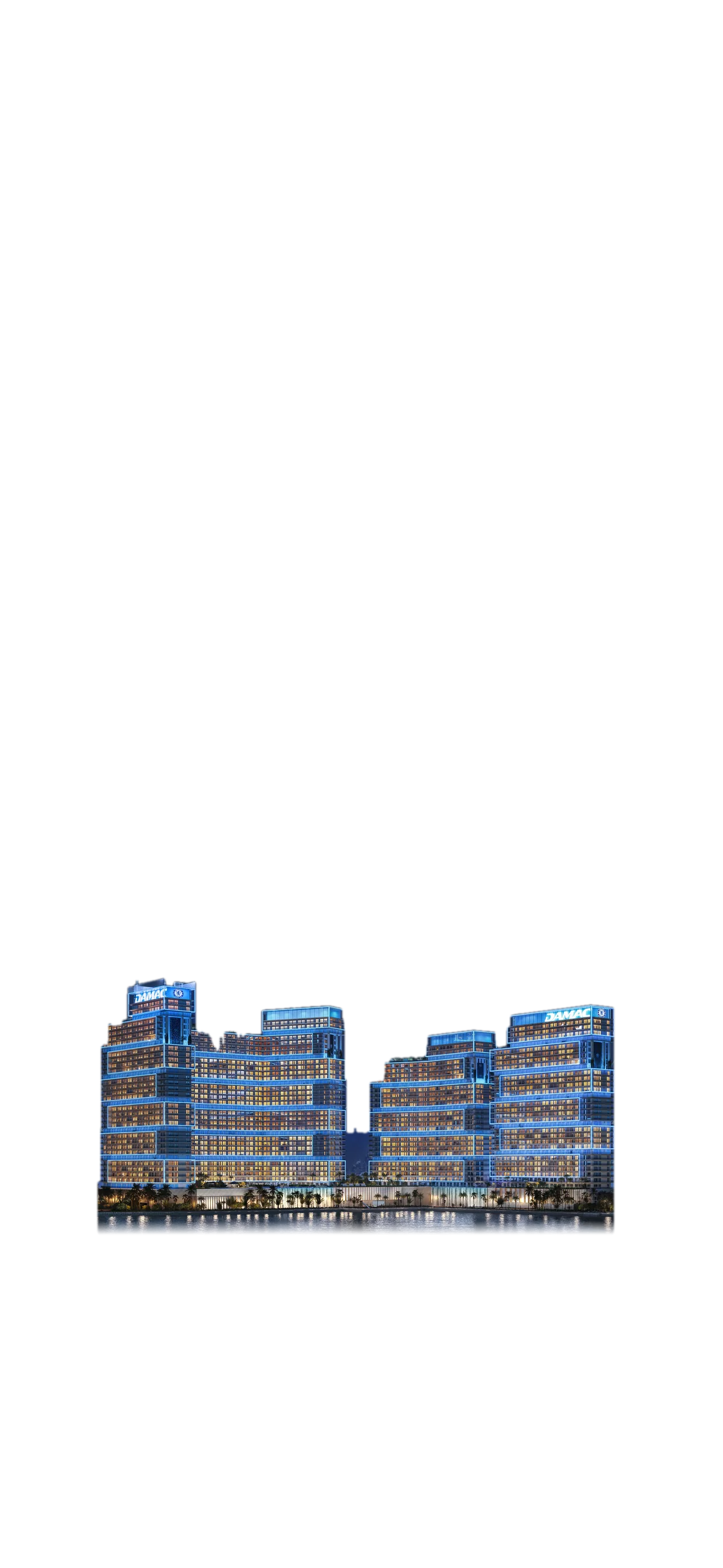 Chelsea Residences towers lit in Chelsea blue at night